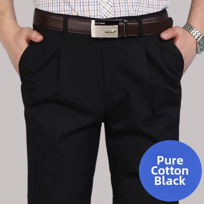 Панталони с прави крачоли от памук-лен смес за зимно бизнес облекло