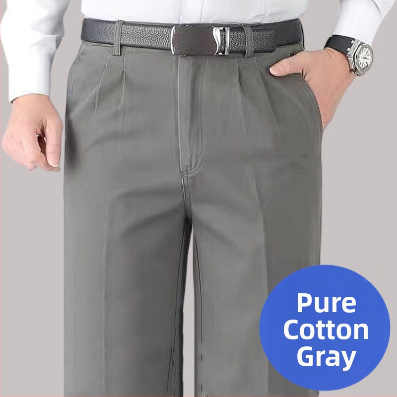 Панталони с прави крачоли от памук-лен смес за зимно бизнес облекло