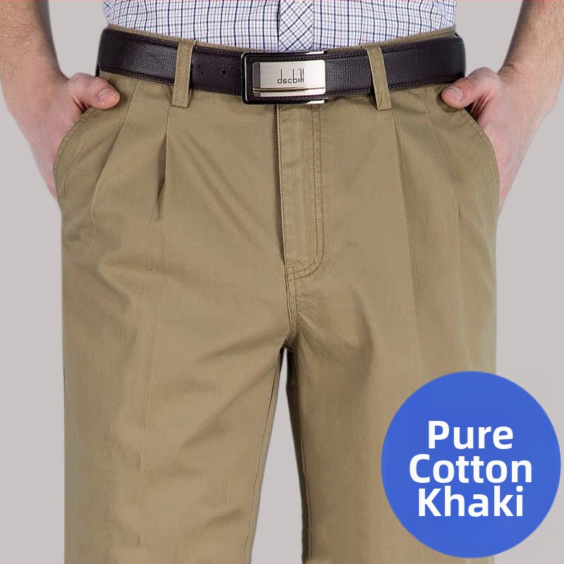 Панталони с прави крачоли от памук-лен смес за зимно бизнес облекло