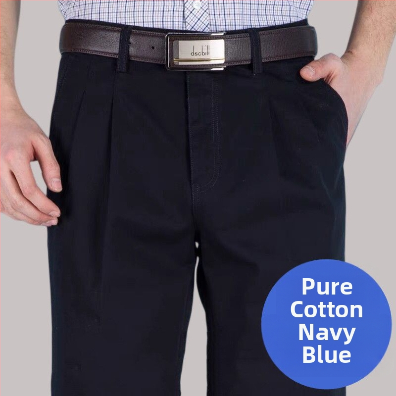 Панталони с прави крачоли от памук-лен смес за зимно бизнес облекло