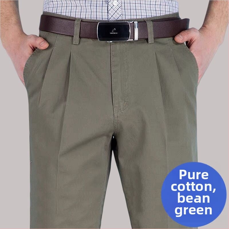 Панталони с прави крачоли от памук-лен смес за зимно бизнес облекло