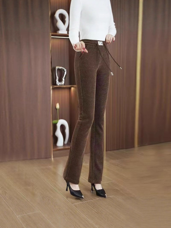 Pantaloni harém lungi pentru femei, căptușiți cu fleece, poliester 80–90%, subțiri, micro-elastici, stil urban elegant pentru mers la serviciu