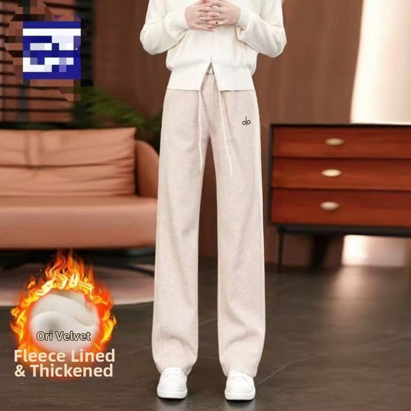 Pantaloni de trening pentru femei iarna 2025, Space Cotton, elasticitate ridicată, căptuți cu fleece gros, stil casual harém