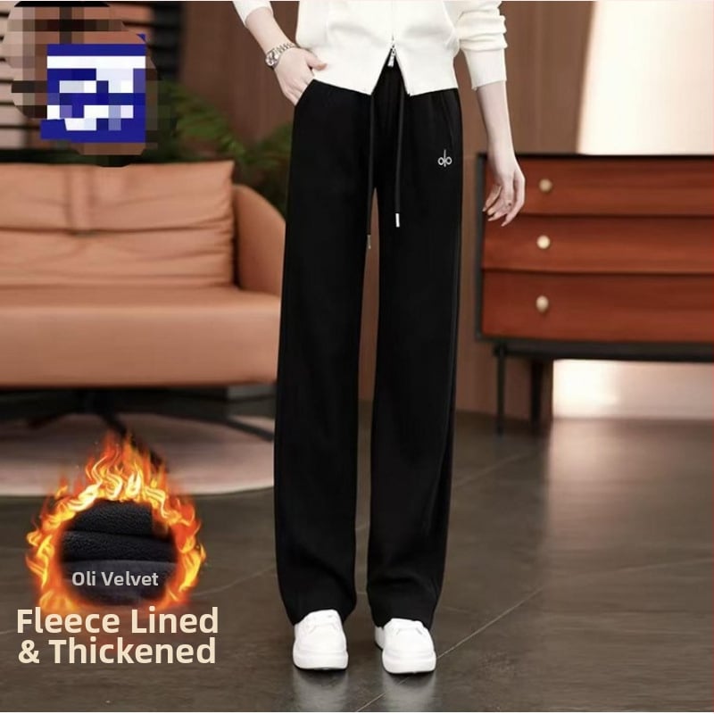 Pantaloni de trening pentru femei iarna 2025, Space Cotton, elasticitate ridicată, căptuți cu fleece gros, stil casual harém