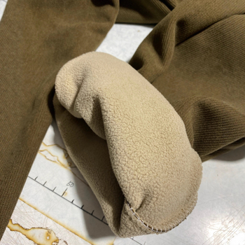 Pantaloni femei cu fleece căptușit, talie înaltă, croi drept, stil etnic, micro-elastici, amestec poliester-plasă.