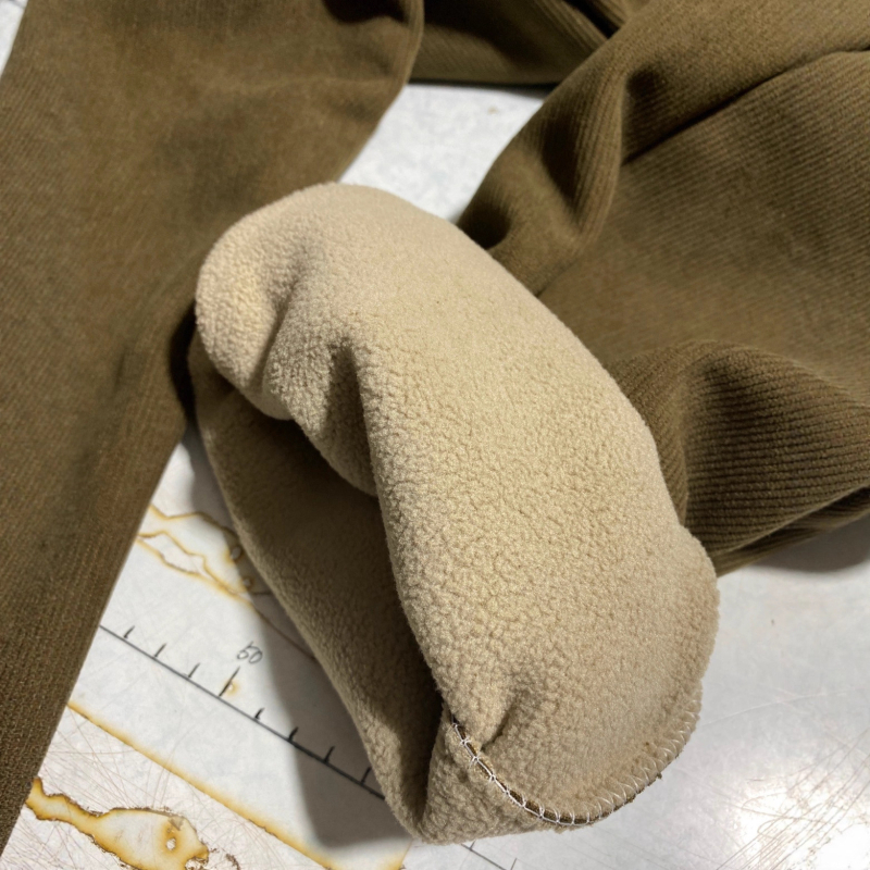 Pantaloni femei cu fleece căptușit, talie înaltă, croi drept, stil etnic, micro-elastici, amestec poliester-plasă.