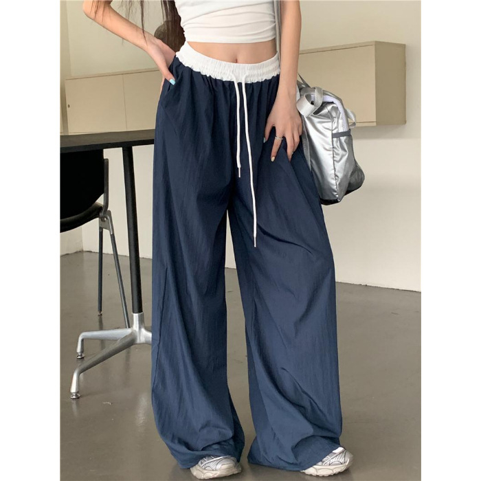 Кежуал панталони с прави крака, средна талия, тънка полиестерна материя, мерсеризирана обработка, лято 2025