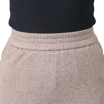 Pantaloni de femei din tricot de poliester, cu căptușeală din fleece, croială lejeră, dreaptă, Primăvara 2025