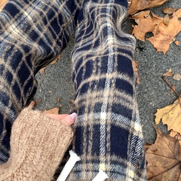 Ženske široke ravne hlače od poliester materijala, mikro-elastičnost, udio poliester 90–95%, jesen 2025 izdanje, japansko-korejski casual stil