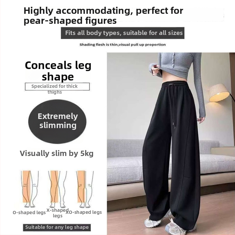 Sabre ženske hlače s širokim krojem, crne, visoki pojas, casual, pravi kroj