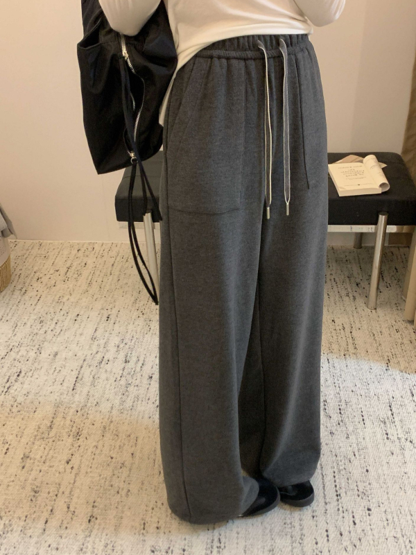 Ženske široke hlače, visokim strukom, ravni kroj, debeli materijal, smjesa viskoze i poliestera, džepovi, casual stil