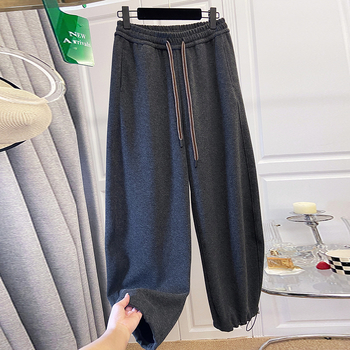 Γυναικείοι καθημερινοί παντελόνες με ελαστικό κορδόνι στη μέση, ίσια γραμμή, ανάμειξη βαμβακιού-λίνου, περιεκτικότητα σε βαμβάκι 95%+, ultra‑λεπτό ύφασμα