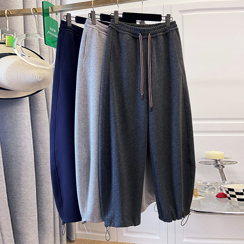 Γυναικείοι καθημερινοί παντελόνες με ελαστικό κορδόνι στη μέση, ίσια γραμμή, ανάμειξη βαμβακιού-λίνου, περιεκτικότητα σε βαμβάκι 95%+, ultra‑λεπτό ύφασμα