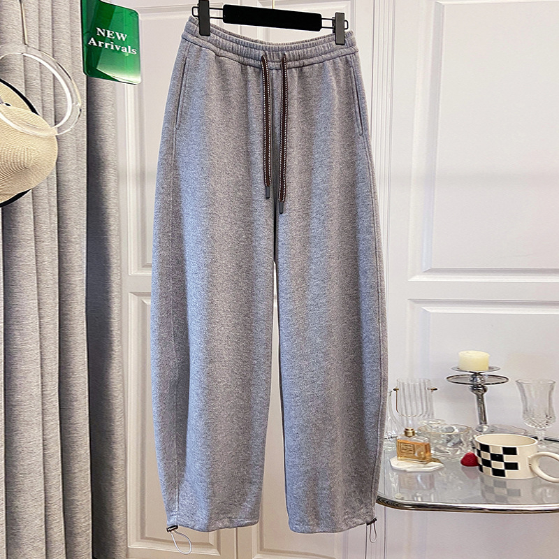 Γυναικείοι καθημερινοί παντελόνες με ελαστικό κορδόνι στη μέση, ίσια γραμμή, ανάμειξη βαμβακιού-λίνου, περιεκτικότητα σε βαμβάκι 95%+, ultra‑λεπτό ύφασμα