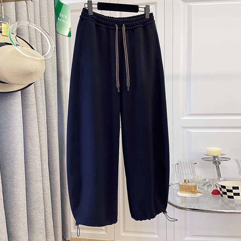 Γυναικείοι καθημερινοί παντελόνες με ελαστικό κορδόνι στη μέση, ίσια γραμμή, ανάμειξη βαμβακιού-λίνου, περιεκτικότητα σε βαμβάκι 95%+, ultra‑λεπτό ύφασμα