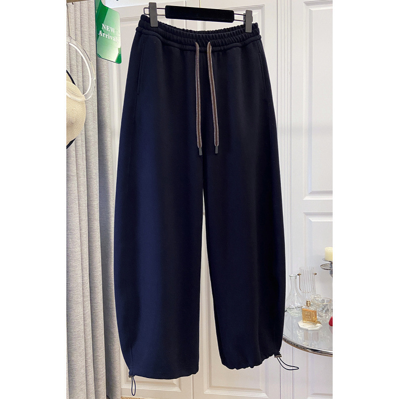 Γυναικείοι καθημερινοί παντελόνες με ελαστικό κορδόνι στη μέση, ίσια γραμμή, ανάμειξη βαμβακιού-λίνου, περιεκτικότητα σε βαμβάκι 95%+, ultra‑λεπτό ύφασμα