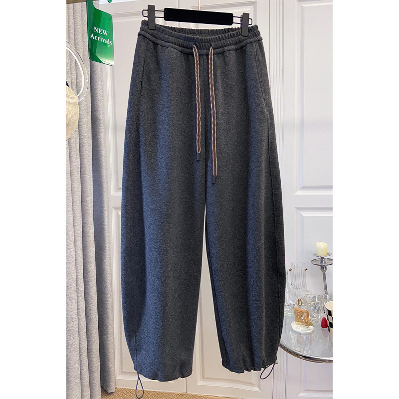 Γυναικείοι καθημερινοί παντελόνες με ελαστικό κορδόνι στη μέση, ίσια γραμμή, ανάμειξη βαμβακιού-λίνου, περιεκτικότητα σε βαμβάκι 95%+, ultra‑λεπτό ύφασμα