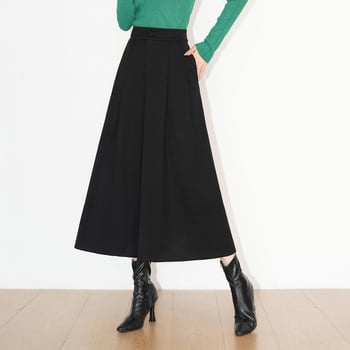 Ženske culotte hlače od Tencela i vune, visokog struka, duljina 9/10, širokog kroja, zimski elegantan svakodnevni komad