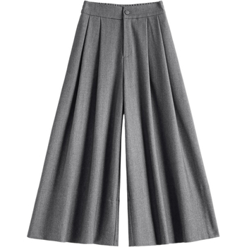 Ženske culotte hlače od Tencela i vune, visokog struka, duljina 9/10, širokog kroja, zimski elegantan svakodnevni komad