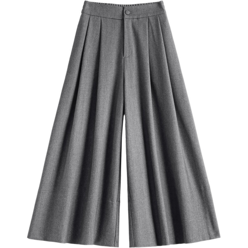Ženske culotte hlače od Tencela i vune, visokog struka, duljina 9/10, širokog kroja, zimski elegantan svakodnevni komad