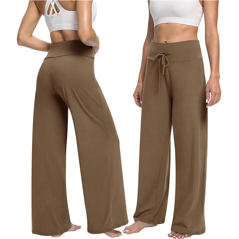 Casual sportske hlače visokim strukom sa šnparami, ravnog kroja, bočni džepovi, Milk Silk tkanina (90–95% poliester, do 30% spandeksa)