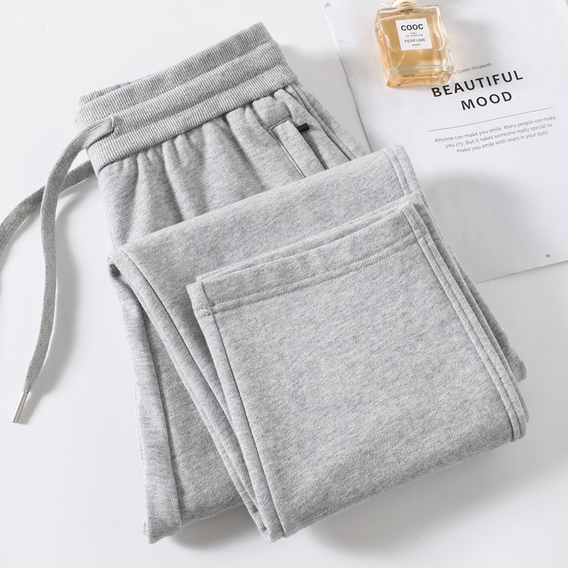 Moteriški 100% medvilniniai sportiniai kelniai, laisvas tiesus kirpimas, vidutinio tankio, pavasaris 2024, kasdienės sportinės kelnes