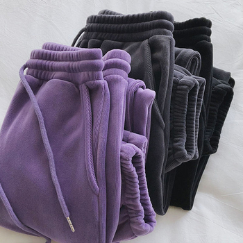 Ženske hlače za zimu s flisom, plus size, udobne široke, visoki pojas, casual sportske hlače za proljeće i jesen