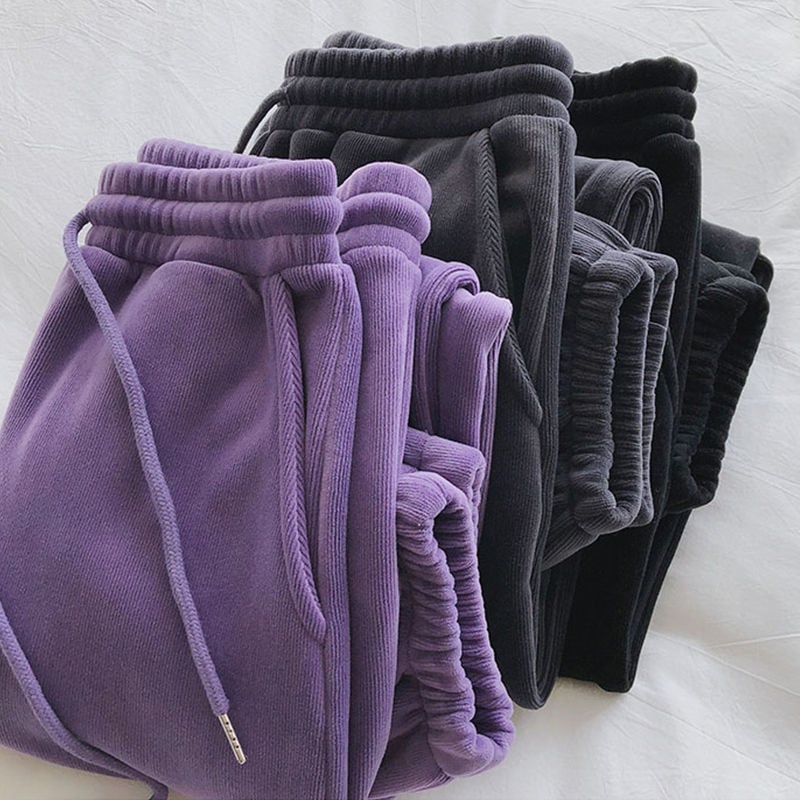Ženske hlače za zimu s flisom, plus size, udobne široke, visoki pojas, casual sportske hlače za proljeće i jesen