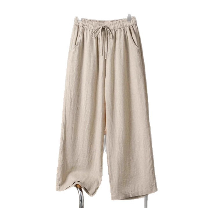 Φαρδιά καθημερινά παντελόνια με υψηλή μέση, υφασμάτινο μίγμα πολυεστέρα, μικροελαστικότητα, κομψό στυλ μετακίνησης