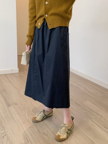 Дамски панталон-пола, 95% памук, висока талия, свободен силует, средна дължина, ежедневен японско/корейски стил