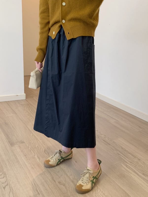 Дамски панталон-пола, 95% памук, висока талия, свободен силует, средна дължина, ежедневен японско/корейски стил