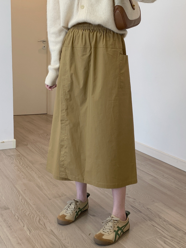Дамски панталон-пола, 95% памук, висока талия, свободен силует, средна дължина, ежедневен японско/корейски стил