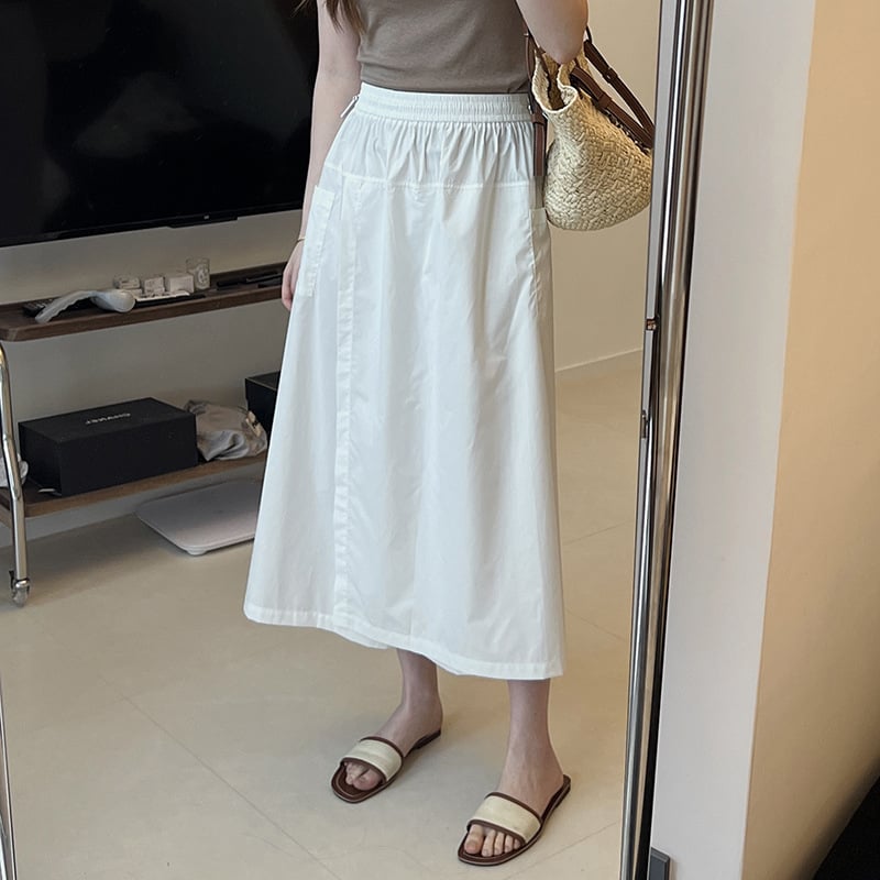 Дамски панталон-пола, 95% памук, висока талия, свободен силует, средна дължина, ежедневен японско/корейски стил
