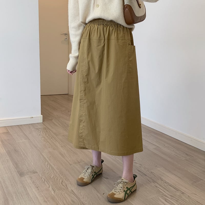 Дамски панталон-пола, 95% памук, висока талия, свободен силует, средна дължина, ежедневен японско/корейски стил
