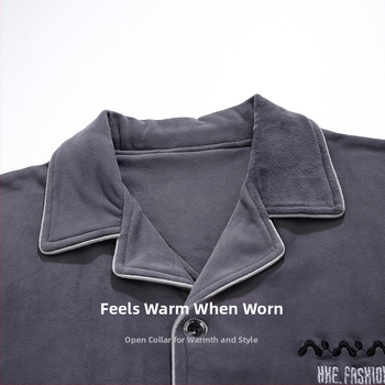 Férfiaknak szóló island velvet pizsama szett, kardigán-stílus, gallér, hosszú ujjú, otthoni viselet, 2025 tavaszi megjelenés