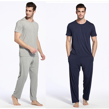 Férfi Modal otthoni ruházati garnitúra, V-nyakú, 3/4 ujjú, nadrág, lélegző és kényelmes