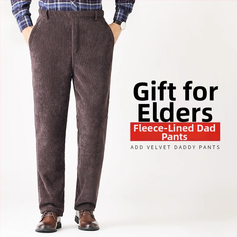 Pánske nohavice z kordury s fleecovou podšívkou, rovného strihu, vysoký pás, na voľný čas