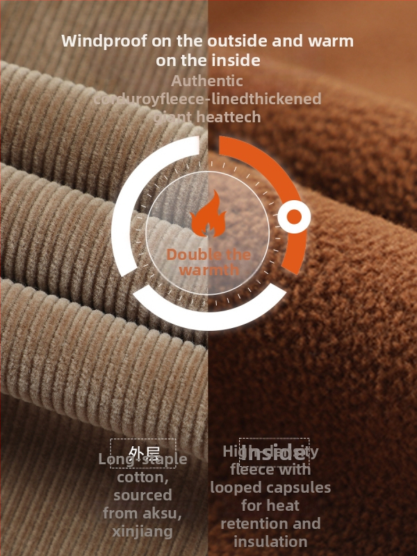 Muške hlače od kordure, visokim strukom, ravni kroj, debela tkanina, zip zatvarač