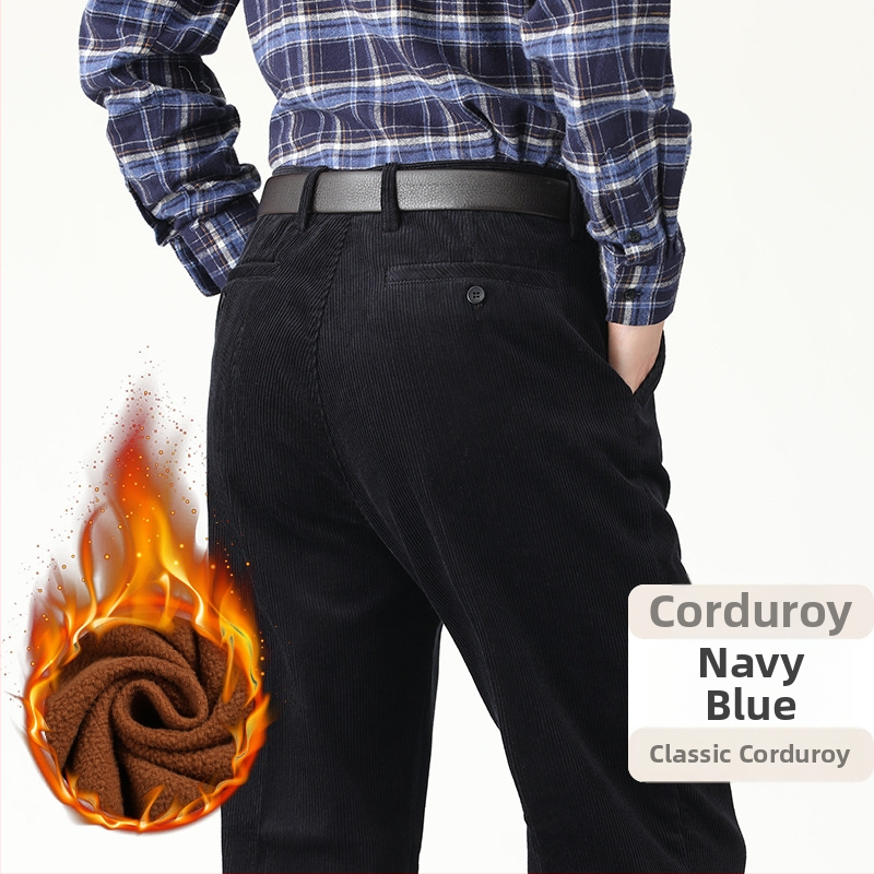 Muške hlače od kordure, visokim strukom, ravni kroj, debela tkanina, zip zatvarač