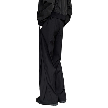 Casual hlače širokih nogavica s plisiranom strukturom, opuštenog kroja, dvostruki pojas, fleec podstava, Lycra tkanina