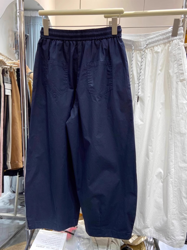 Női gyorsan száradó lezser nadrág, könnyű nyári, széles láb, magas derék, állítható zsinóros derekú, 70–80% poliészter