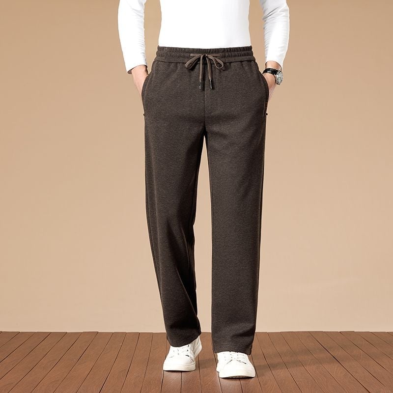 Üzleti-kényelmes nadrág, lazább szabás, középmagas derék, övvel, cipzáras zárás, vastag téli anyag