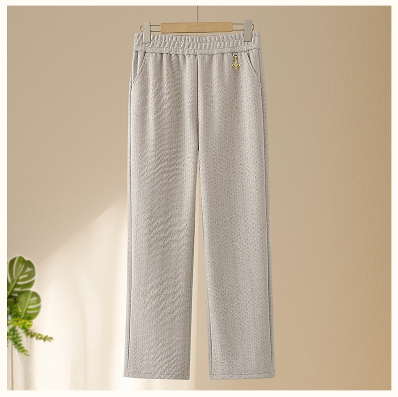 Női nadrág őszi-téli fleece béléses, lazán szabott, magas derekú, egyenes szabás - Napi, Alap stílus (Tavasz 2025; Anyag: Egyéb; Fő anyag összetétele: PVC ≤30%; Stílus: Casual, Alap; Mintázat: Egyszínű)