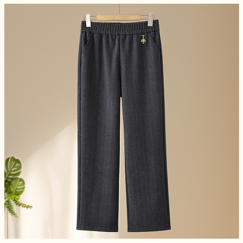 Női nadrág őszi-téli fleece béléses, lazán szabott, magas derekú, egyenes szabás - Napi, Alap stílus (Tavasz 2025; Anyag: Egyéb; Fő anyag összetétele: PVC ≤30%; Stílus: Casual, Alap; Mintázat: Egyszínű)