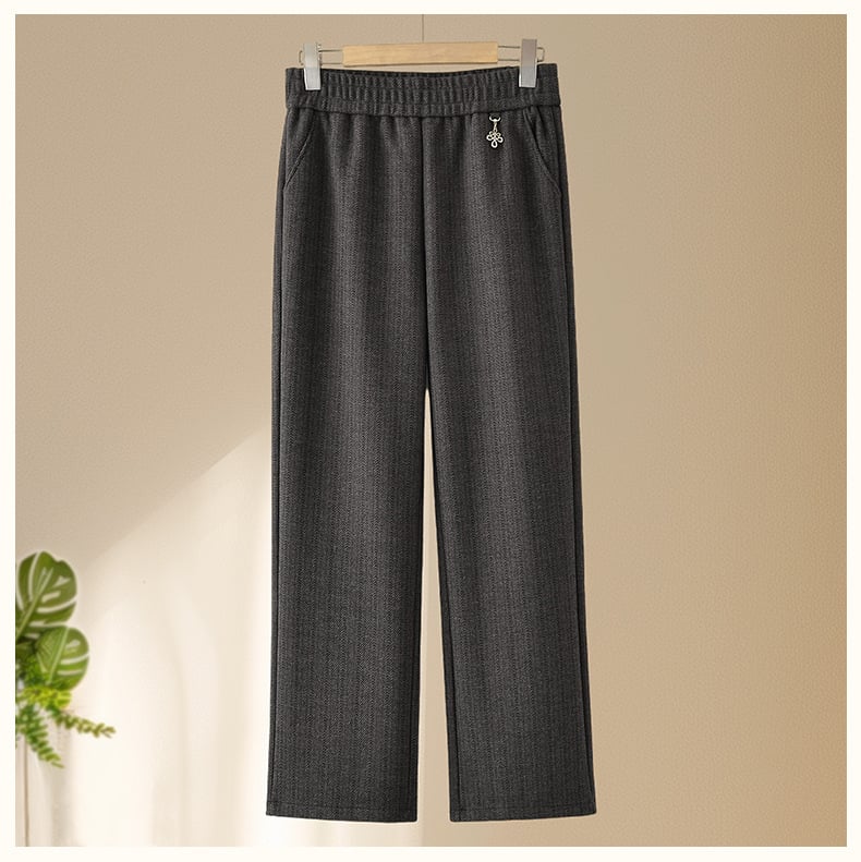 Női nadrág őszi-téli fleece béléses, lazán szabott, magas derekú, egyenes szabás - Napi, Alap stílus (Tavasz 2025; Anyag: Egyéb; Fő anyag összetétele: PVC ≤30%; Stílus: Casual, Alap; Mintázat: Egyszínű)