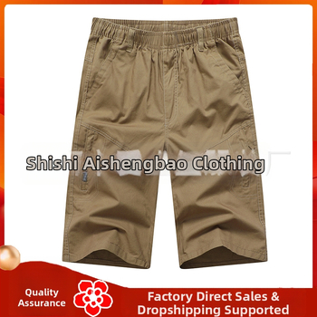 Férfi pamut Capri nadrág - laza szabás, középső derék, zipzárral