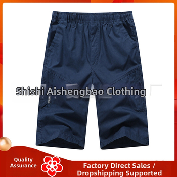 Férfi pamut Capri nadrág - laza szabás, középső derék, zipzárral