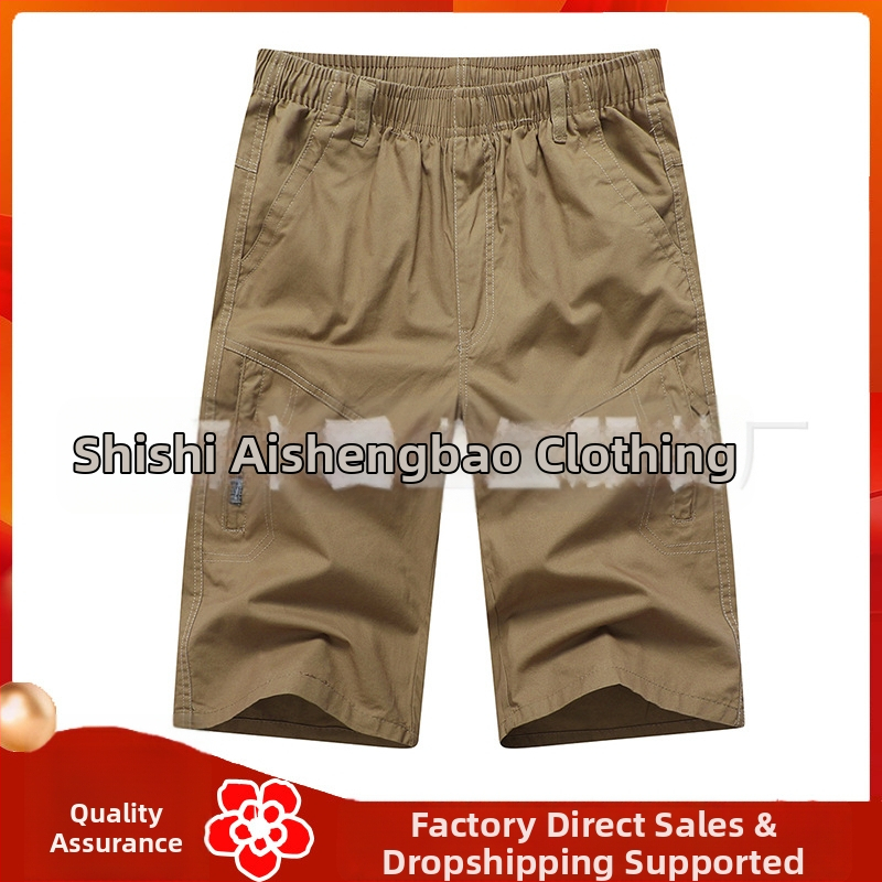 Férfi pamut Capri nadrág - laza szabás, középső derék, zipzárral