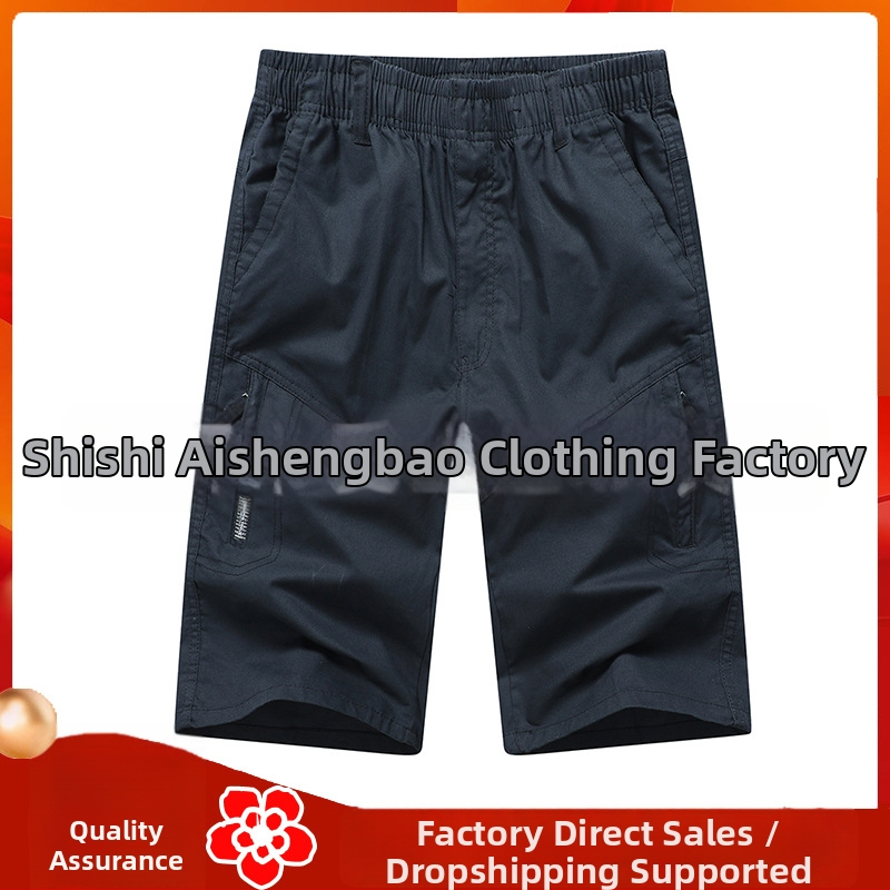 Férfi pamut Capri nadrág - laza szabás, középső derék, zipzárral