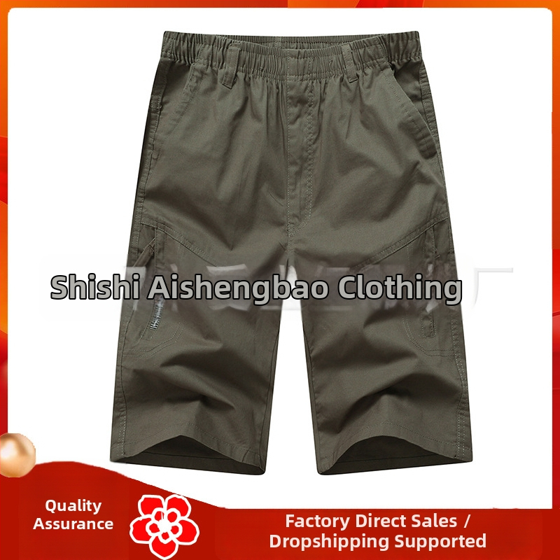 Férfi pamut Capri nadrág - laza szabás, középső derék, zipzárral